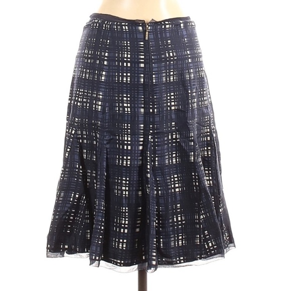 Tory Burch Silk Navy blue Academia Sway A line knee length skirt women’s size 2 - Picture 7 of 12